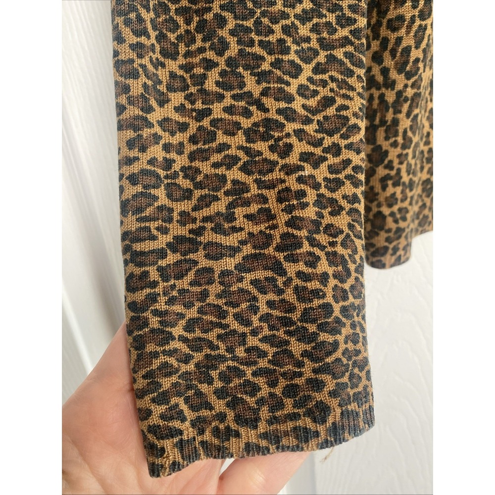 Nina Leonard Womens Medium Silk Knit Cheetah Pullover Sweater - Picture 3 of 5
